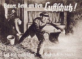 Propagandaplakat Bauer, denk an den Luftschutz