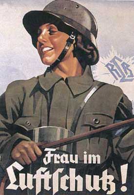 Propagandaplakat Frau im Luftschutz